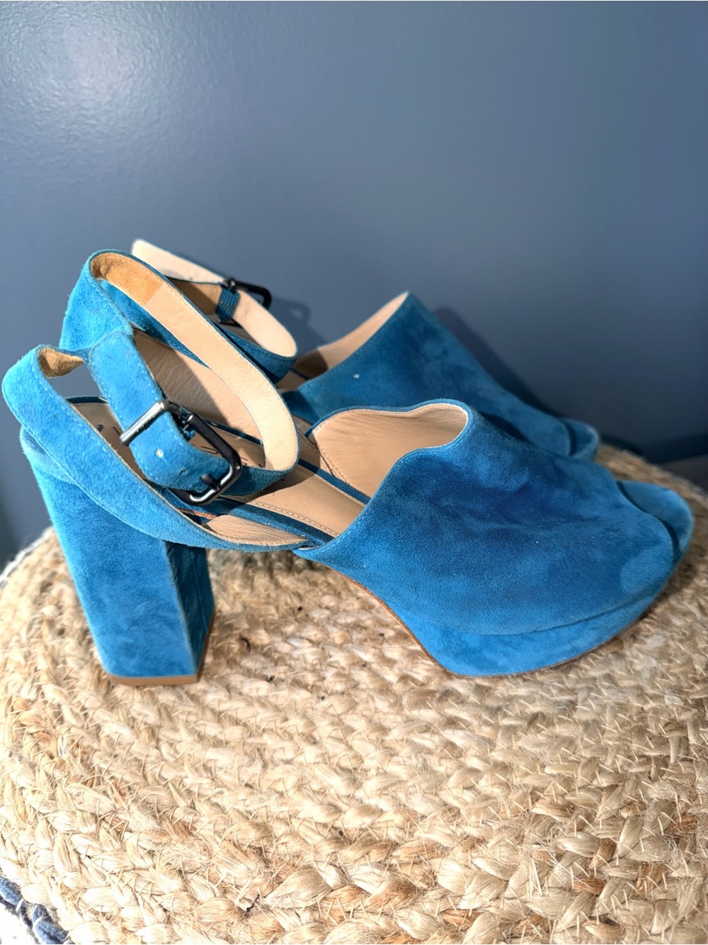 Via Spiga Suede Block Heel Sandals